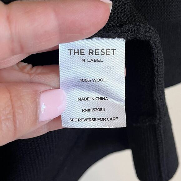 The Reset R Label Wool Womens Kimono Cardigan Tank Set Size M Black Minimalist - Picture 13 of 14